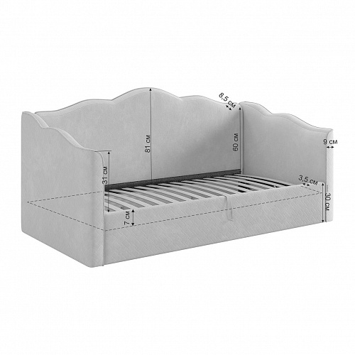 Кровать-софа Лея К1 90х200 нежно-розовый (велюр)/галька (велюр)