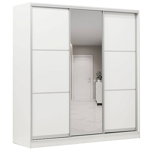 Шкаф-купе 3-х дверный 2020х590 ВАРИАНТ 4 Белый жемчуг