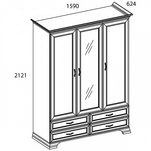 Шкаф 3D4S Z TIFFANY Вудлайн кремовый