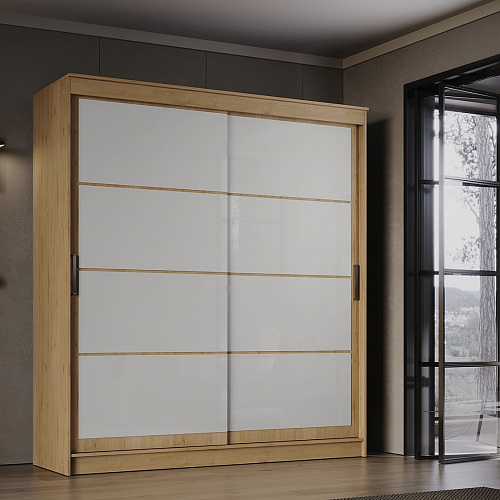 Шкаф-купе ГРАНД 1 2,0 Дуб вотан/Лакобель белый