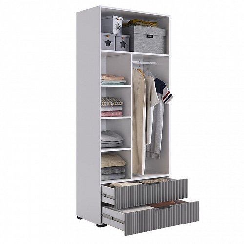 Шкаф двухдверный Зефир 120.01 белое дерево/серый (эмаль)