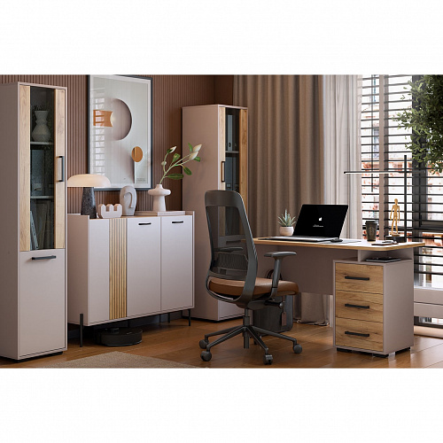 Стеллаж Лайт-2 кашемир/дуб крафт золотой