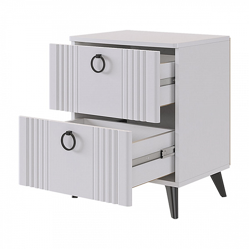 Тумба прикроватная Ева 2 белое дерево/белый матовый