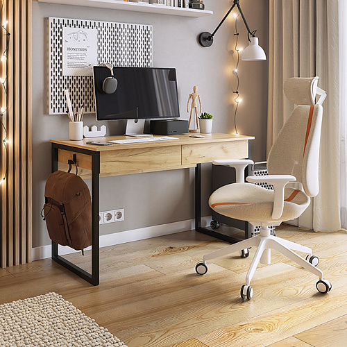 Стол письменный Юниор дуб крафт золотой/черный муар