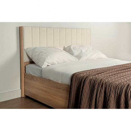 Кровать с подъемным механизмом Юлия 160х200 дуб сонома/белый(плюш)