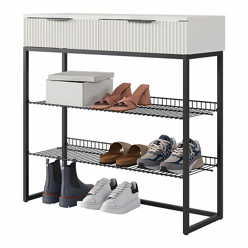 Обувница Классная 1 белое дерево/черный муар