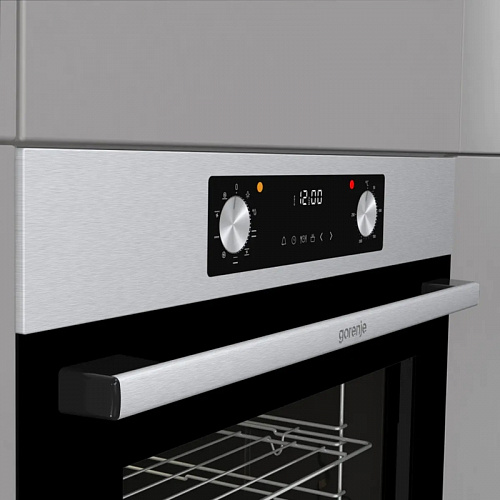 Духовой шкаф Gorenje, объем 73 л, электронное управление, home made plus, утапливаемые переключатели, таймер, 8 режимов, , гриль, цвет нержавеющая ста