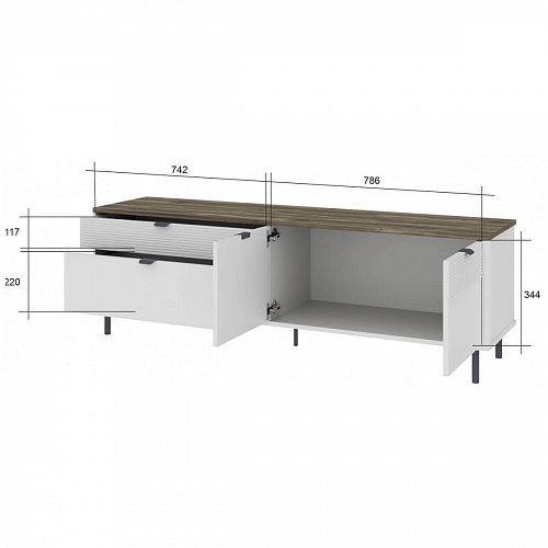 Тумба RTV SIMPLE 2D2S Белый/Монте/Джелато