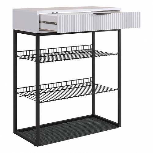 Обувница Вельвет белое дерево/черный муар