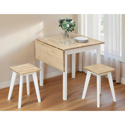 Стол раскладной малый ИДЕЯ массив Бесцветный (Лак)/СНЕГ