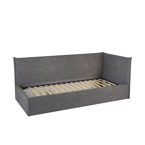 Кровать с подъемным механизмом Бест (Тахта) 90х200 графит (велюр)