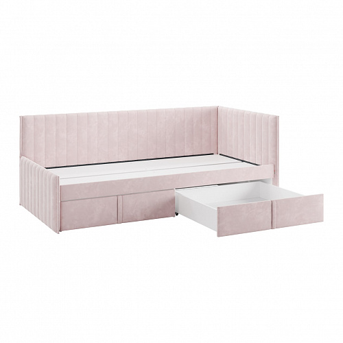 Кровать с ящиками Твикс (Софа) 90х200 нежно-розовый (велюр)