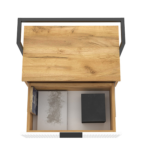 Тумба прикроватная навесная лофт DQ SITI дуб вотан/белый