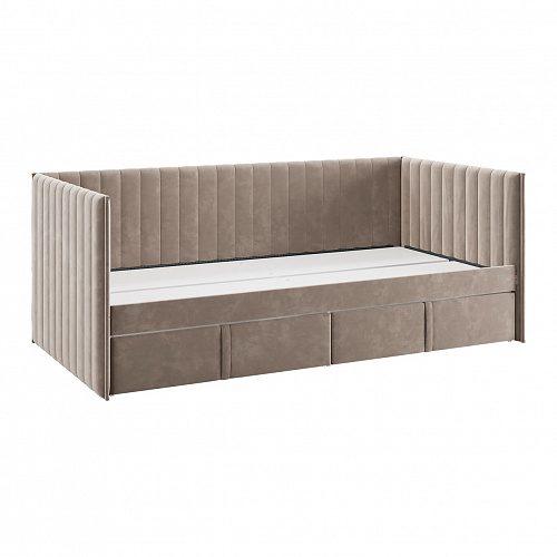 Кровать с ящиками Твикс (Софа) 90х200 латте (велюр)