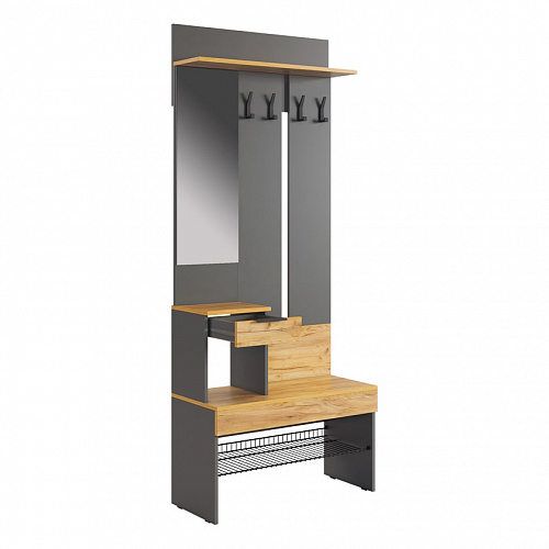 Прихожая Баско графит/дуб крафт золотой