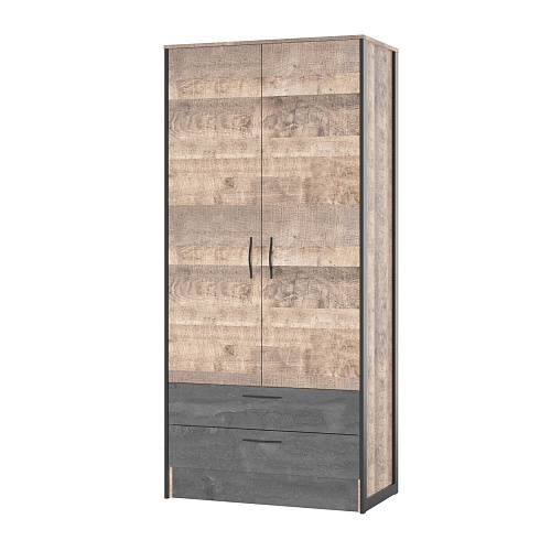 Шкаф 2-х дверный НК HUGO Дуб Гранж/Железный камень