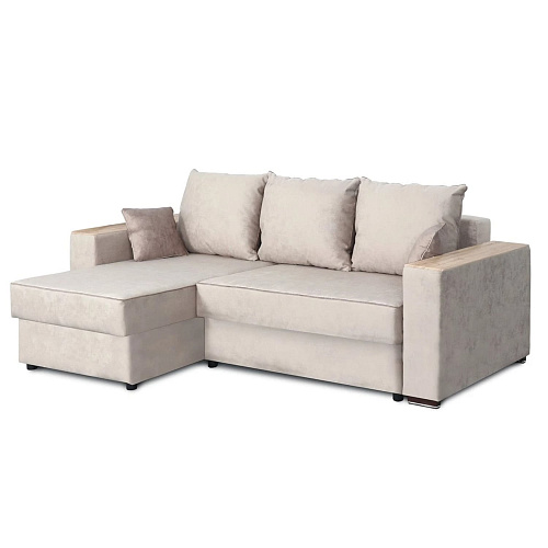 Угловой диван Бостон МГ с подлокотниками Лана бежевый/Лана капучино