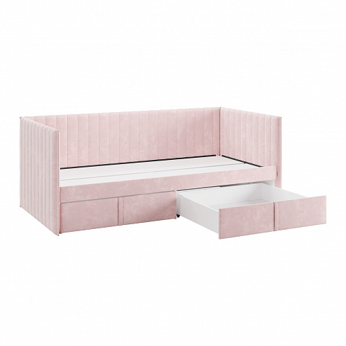 Кровать с ящиками Твикс (Софа) 90х200 нежно-розовый (велюр)