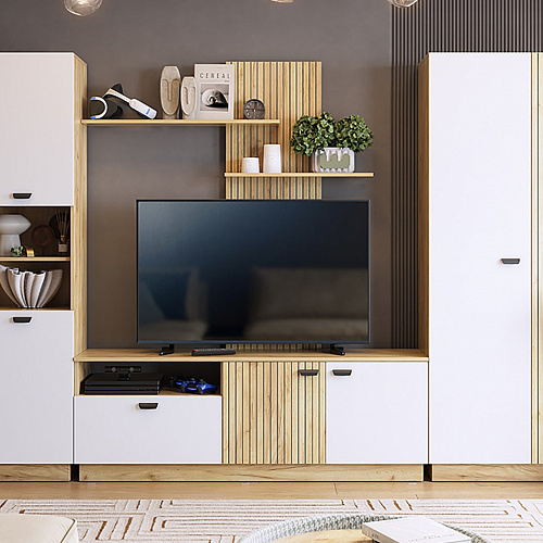 Тумба под ТВ Моди дуб крафт золотой/белое дерево