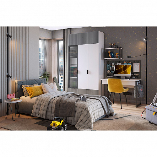 Шкаф однодверный Зефир 107.03 белое дерево/серый (эмаль)