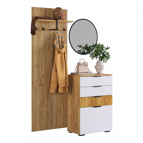 Прихожая К3 дуб крафт золотой/белое дерево/черный