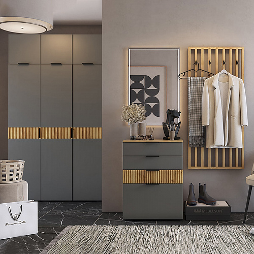 Прихожая Бери К7 дуб крафт золотой/графит