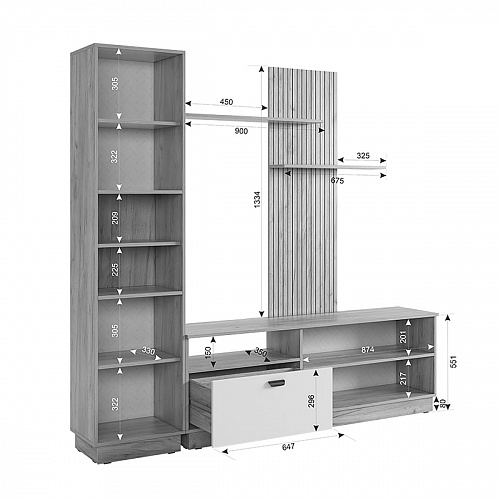 Гостиная Моди К2 дуб крафт золотой/белое дерево