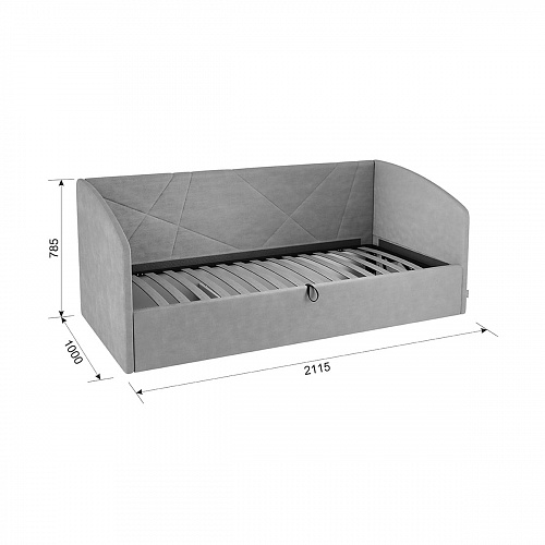 Кровать с подъемным механизмом Бест (Софа) 90х200 графит (велюр)