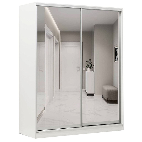 Шкаф-купе 2-х дверный 1755х590 ВАРИАНТ 5 Белый жемчуг