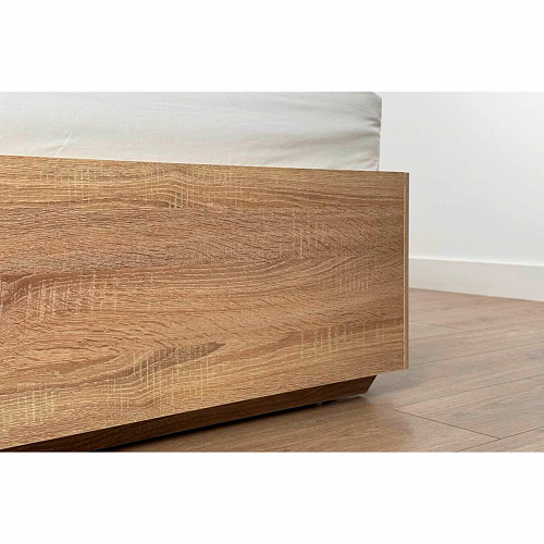 Кровать с подъемным механизмом Юлия 140х200 дуб сонома/белый (плюш)