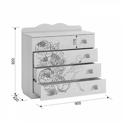 Комод Фэнтези белый рамух