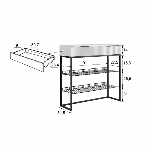 Прихожая К2 дуб крафт золотой/графит