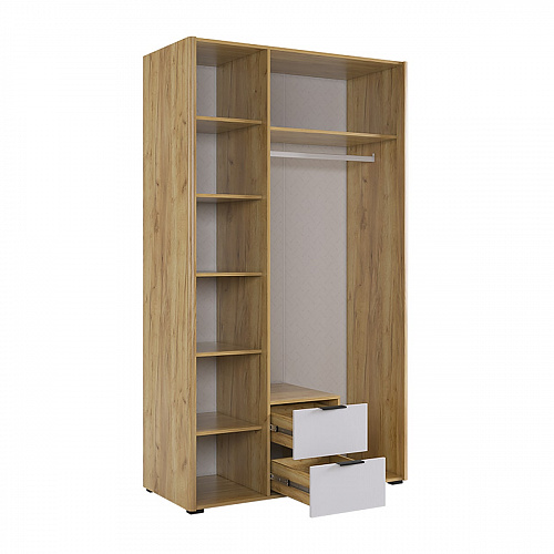 Шкаф трехдверный Адам с зеркалом дуб крафт золотой/белое дерево