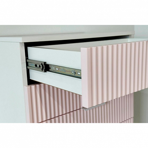 Комод Зефир белое дерево/пудра розовая (эмаль)