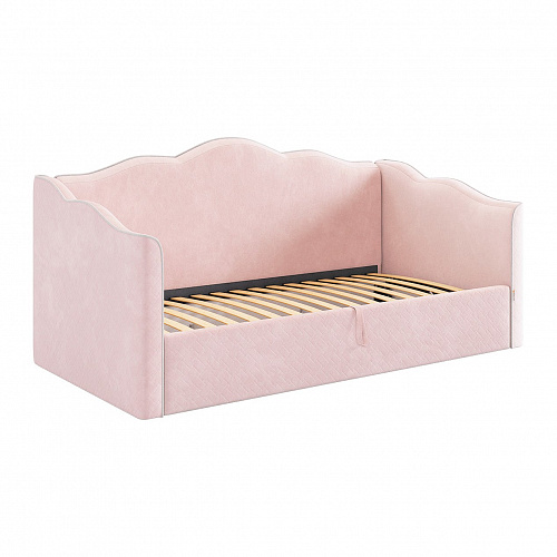 Кровать-софа Лея К1 90х200 нежно-розовый (велюр)/галька (велюр)