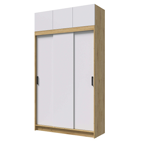 Шкаф-купе БРУНО 1 антресолью Дуб Вотан/Белый гладкий