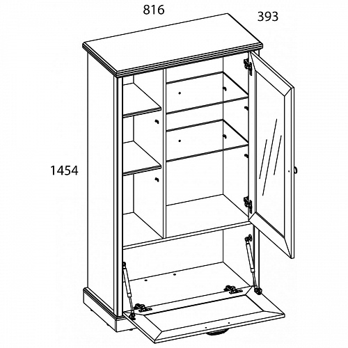 Шкаф с витриной TOSCANA NEW 1V1D3N Персидский жемчуг/Каньон