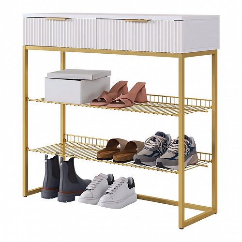 Обувница Классная 1 белое дерево/золото