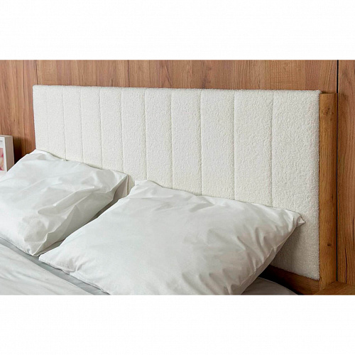 Кровать с подъемным механизмом Юлия 160х200 дуб крафт золотой/белый(плюш)