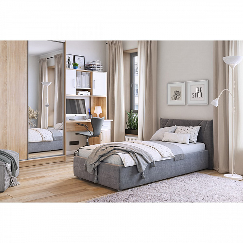 Кровать с подъемным механизмом Бест 90х200 графит (велюр)