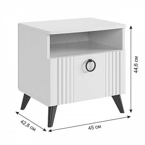 Тумба прикроватная Ева белое дерево/белый матовый