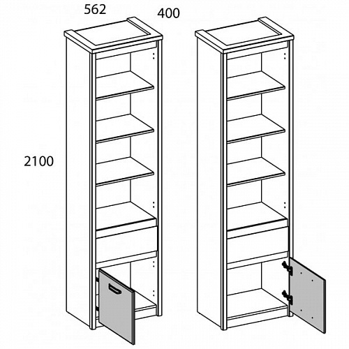 Шкаф открытый 1D1S JAZZ Каштан найроби/Оникс