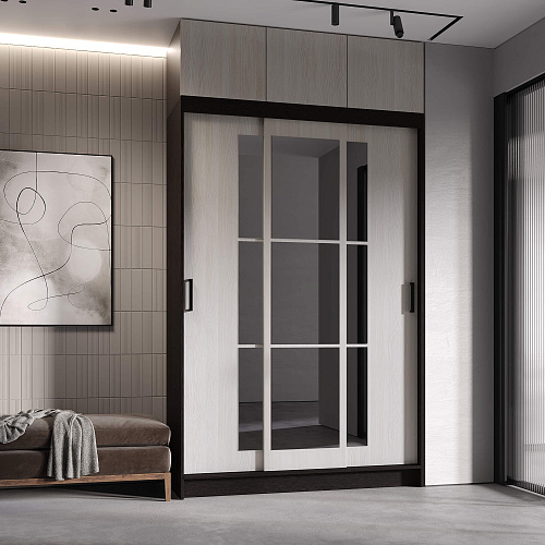 Шкаф-купе БРУНО 2 с антресолью Венге/Лоредо