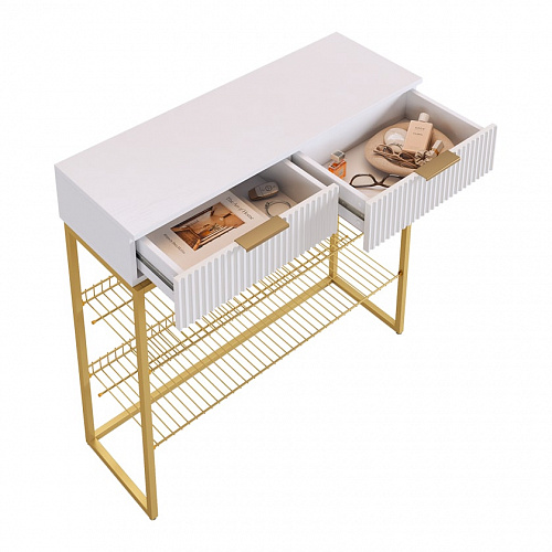 Обувница Классная 1 белое дерево/золото