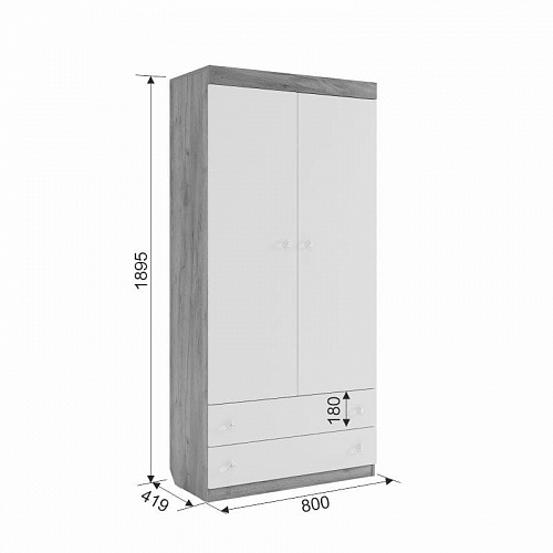 Шкаф двухдверный Форсаж дуб сонома/белый