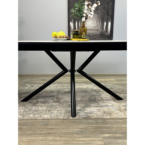 Стол обеденный Kenner DM1400 черный/керамика мрамор золотой