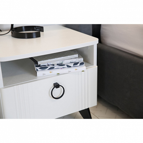 Тумба прикроватная Ева белое дерево/белый матовый