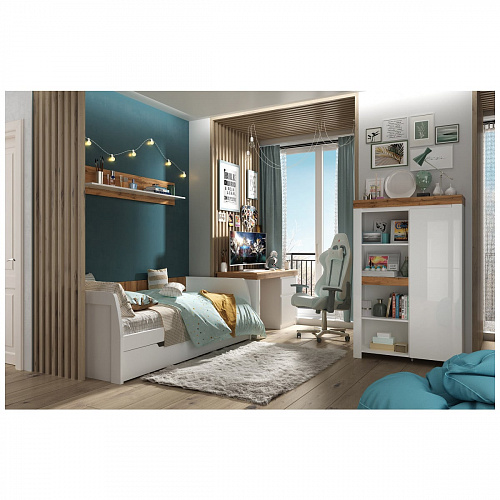 Кровать детская TAURUS 90-2 Белый/Дуб вотан