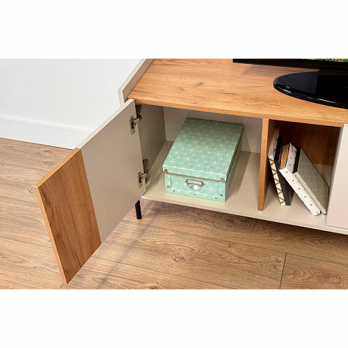 Тумба ТВ 2 Доминика кашемир/дуб крафт золотой