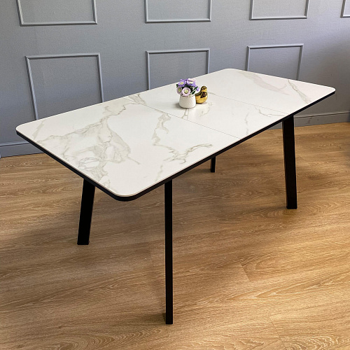 Стол обеденный Kenner AK1200 черный/керамика GLORIA WHITE